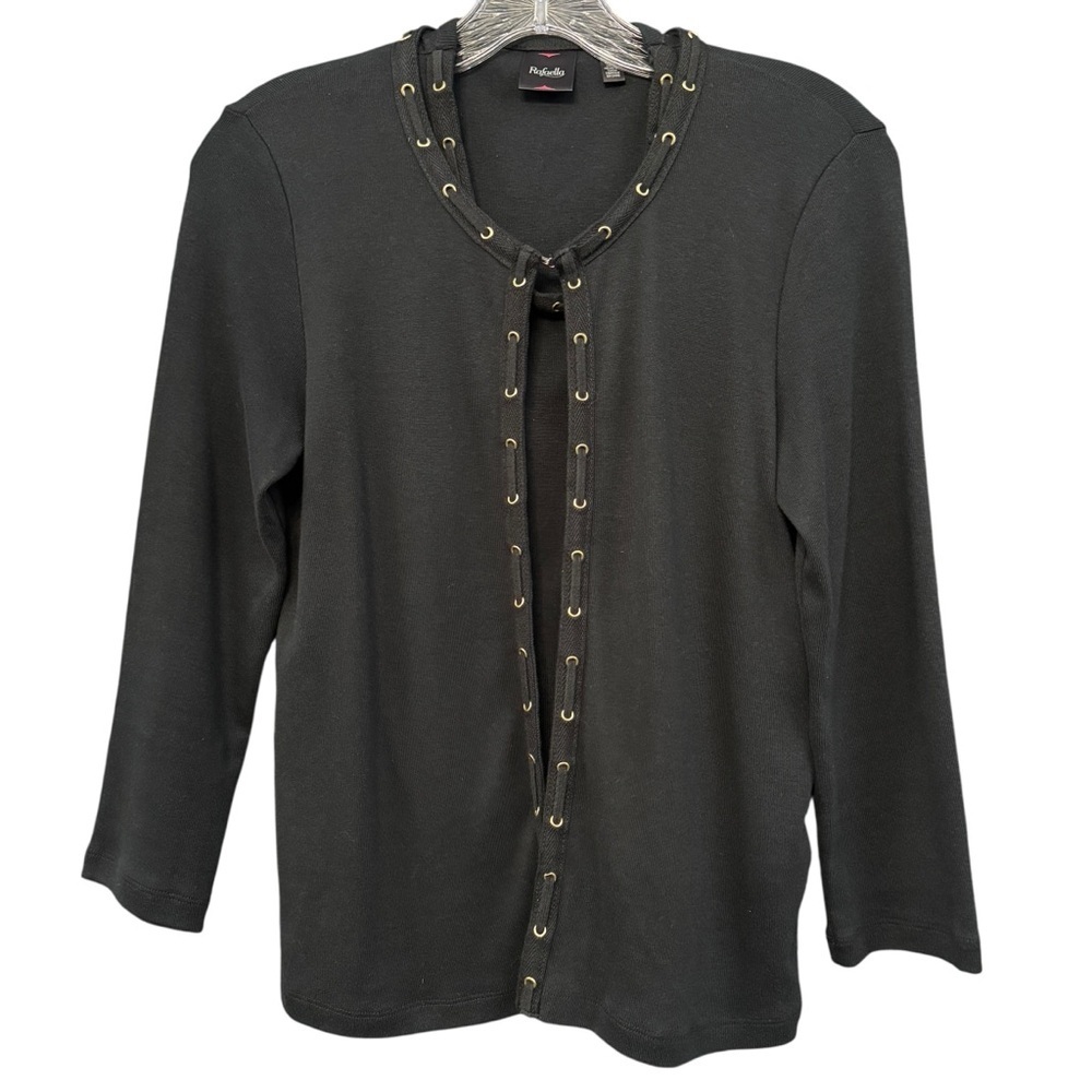 Rafaella Twinset Black Cardigan & Tank Petite XS 100% Cotton